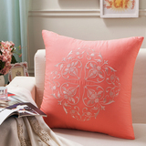 正品纯棉刺绣花 粉色靠垫抱枕 沙发靠背方枕方靠背套 方形靠垫芯