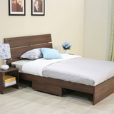 简单空间现代简约储物抽屉床收纳架子床板式双人床黑胡桃木可定制