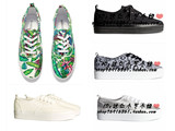 HM H&M香港专柜代购16女鞋蛇皮绿叶银色蕾丝平跟系带鞋厚底帆布鞋