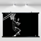 NBA乔丹公牛黑白艺术复古扣篮无框装饰画布料画房间墙画海报挂画