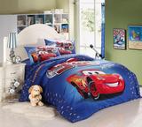 汽车床单床笠式三四件套件蓝色纯棉儿童卡通床上用品正品全棉男孩
