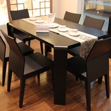 简约现代住宅家具 时尚黑橡木实木贴皮小户型餐桌椅组合圆 饭桌子