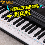 88键61键个性彩色透明 五线谱简谱键位贴电子琴琴贴 钢琴键盘贴纸