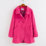 2015冬装新品女式外贸正品原单韩版修身呢子大衣中长款显瘦加厚