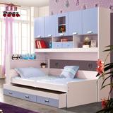 多功能书柜床储物儿童衣柜床1.2米1.5米高箱床拖床组合子母床855