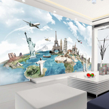 大型壁画3D电视背景墙纸地中海风景手绘油画城堡墙布 海景墙壁纸
