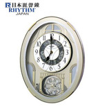 RHYTHM日本丽声钟表客厅现代欧式壁钟魔幻报时大挂钟4MH842