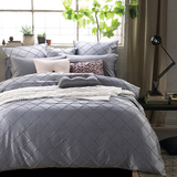 现代简约简欧北欧风格银灰色床品床上用品纯色床单四件套全棉纯棉
