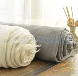 外贸欧美单复古做旧水洗双层亚麻毯休闲毯100%法国进口纱线沙发毯