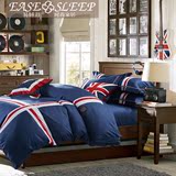 地中海四件套 欧式 美式床上用品 样板房床品 蓝色米字旗男士床品