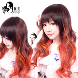 佩美多彩火焰橙色发套 日本原宿风 lolita cosplay wig 长卷假发