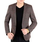海澜之家绅士西装男春季新款格子韩版修身中青年潮流西服夹克外套