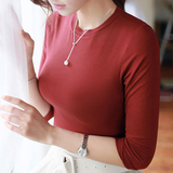 2016夏新款中袖打底衫T恤女五分袖上衣棉纯色紧身修身显瘦韩版潮