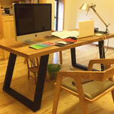 实木铁艺书桌电脑桌椅组合工作台办公桌会议桌做旧洽谈桌茶桌餐桌
