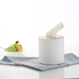 原色橡木圆形纸巾盒  客厅家用卫生纸抽纸盒创意桌面收纳盒 284g