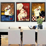 美式厨师餐厅有框装饰画简约店铺墙画 厨房饭厅现代壁画西餐挂画