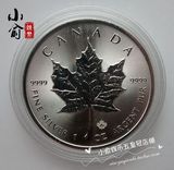 2016加拿大枫叶银币.枫叶银币.1盎司.99.99%纯银.全新保真.五冠