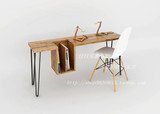 简约现代实木电脑桌原木书桌书架创意办公桌个性铁艺工作桌玄关桌