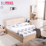 简约现代 实木质板式床1.5米双人床1.8米储物床高箱床收纳储物床