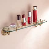 全铜欧式仿古浴室化妆台架 卫生间洗手间玻璃单层置物架
