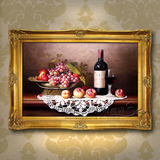 纯手绘古典静物油画 欧式餐厅酒店壁画 写实水果红酒葡萄装饰画4