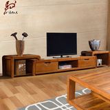 特价 榆木电视柜伸缩组合实木电视柜 现代新中式客厅实木家具地柜