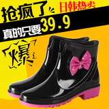 春季新款雨鞋女韩国时尚短筒女式雨靴低帮防滑胶鞋大码蝴蝶结水鞋