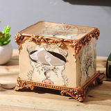 多功能抽纸盒桌面收纳盒创意欧式纸巾盒 客厅复古装饰摆件餐巾盒
