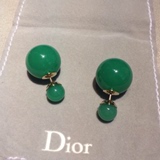 专柜代购 Dior迪奥 新款果冻绿大小琉璃拼接双面两用 耳钉