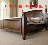 美式实木床定做/欧式环保双人床特价/桦木橡木实木床/柱子床定制