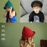 韩版童帽 日韩风格影楼儿童摄影服装女童礼帽子羊毛呢子尖尖角