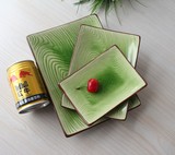 外贸出口创意陶瓷餐具日式和风套装冰裂釉长方形盘子瓷盘餐盘绿色