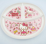 凯蒂猫儿童宝宝小学生卡通可爱餐具分格餐盘密胺树脂圆盘仿瓷餐具