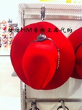 周迅同款HM h&m专柜正品代购欧美英伦复古100%纯羊毛女士礼帽红色