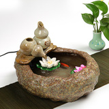 陶瓷工艺品喷泉流水鱼缸加湿器风水球水景招财摆件创意家居装饰品