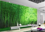 简约无缝大型壁画3d立体墙纸壁纸客厅沙发电视背景墙绿竹树林竹林