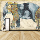 大型壁画 壁纸 影视墙 个性大象民族 ktv 咖啡厅无纺布特价电视墙