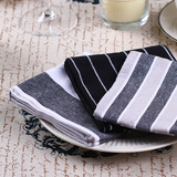 条纹餐巾3条装 欧式简约茶巾 家用口布擦杯布 天然棉麻餐垫方巾