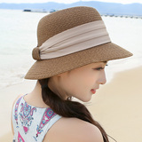 草帽沙滩帽子女夏天海边海滩太阳帽春天防晒帽可折叠凉帽遮阳帽
