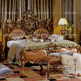 欧式实木双人床奢华雕花公主床意大利1.8米真皮婚床别墅卧室家具