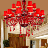 欧式水晶吊灯创意餐厅婚纱店婚庆礼堂彩色红色个性水晶蜡烛吊灯具