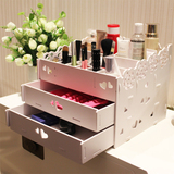 欧式化妆用品收纳盒木质大号箱架韩版桌面DIY梳妆台护肤品收纳盒