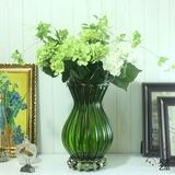 欧式田园铁艺花瓶玻璃花瓶水培百合富贵竹花瓶餐桌台面花瓶创意