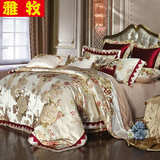 雅牧 家纺样板房床品婚庆奢华十件套欧式床上用品提花四六多件套