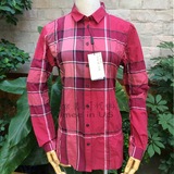 百搭英国代购Burberry博柏利女士格纹纯棉长袖衬衫红色经典格子