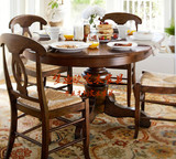 美式实木拉伸餐桌圆形餐桌定制伸缩饭桌欧式餐桌椅组合家具定做