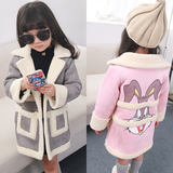 儿童装女童加绒加厚中长款保暖大衣外套冬装新款韩版