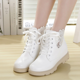 韩国夏季新款马丁靴女短靴平底韩版蕾丝女鞋单鞋内增高平跟休闲女