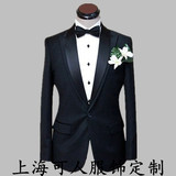 量身定做男士西服新郎结婚礼服套装韩版修身双领可拆西装定制黑色