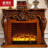 德利轩家具 实木电壁炉架壁炉芯仿真火 1.2米欧式壁炉装饰柜8097